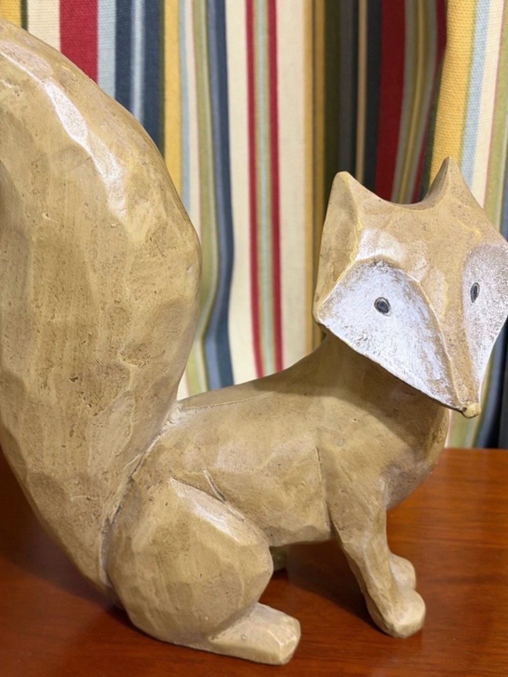 Neutral Beige Resin Decorative Fox Sculpture - Home Art Accent